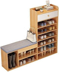 Multi-Level Entryway Shoe Organizer with Padded Bench