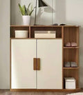 Modern Entryway Shoe Cabinet with Side Display Shelves