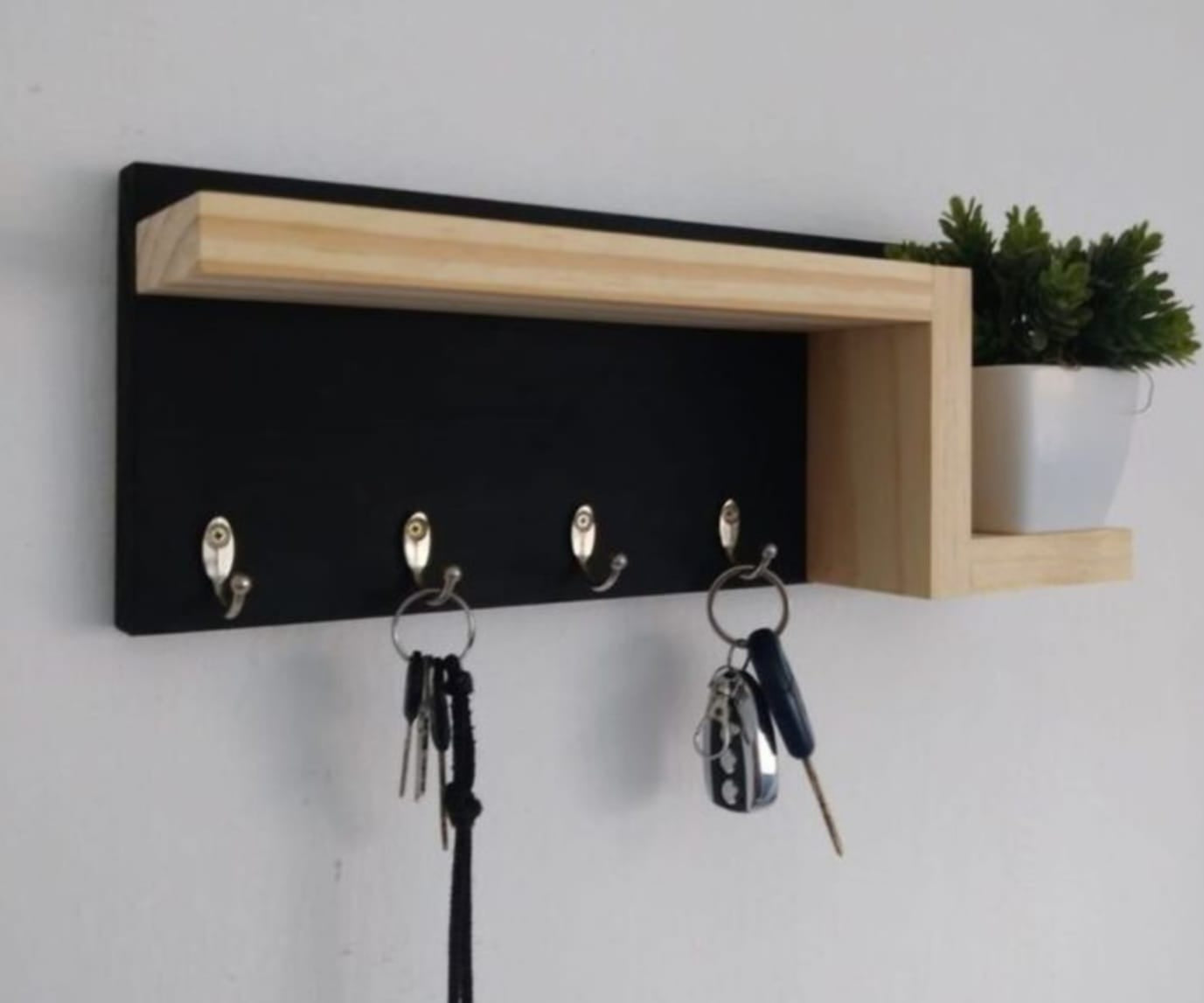 L-Shaped Floating Key Holder with Display Shelf