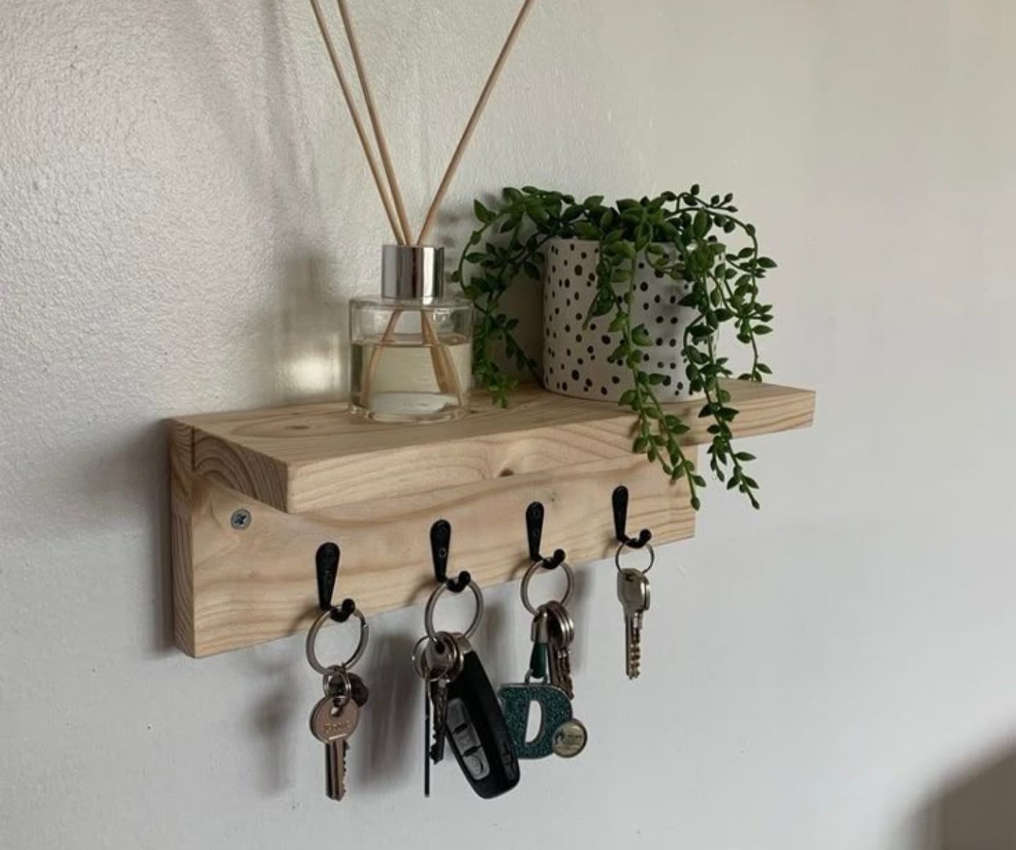 Handcrafted Natural Pine Wood Key Holder