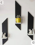 Set of 3 Modern Geometric Floating Shelves – Artistic Wall Mounted Display Racks for Living Room & Office