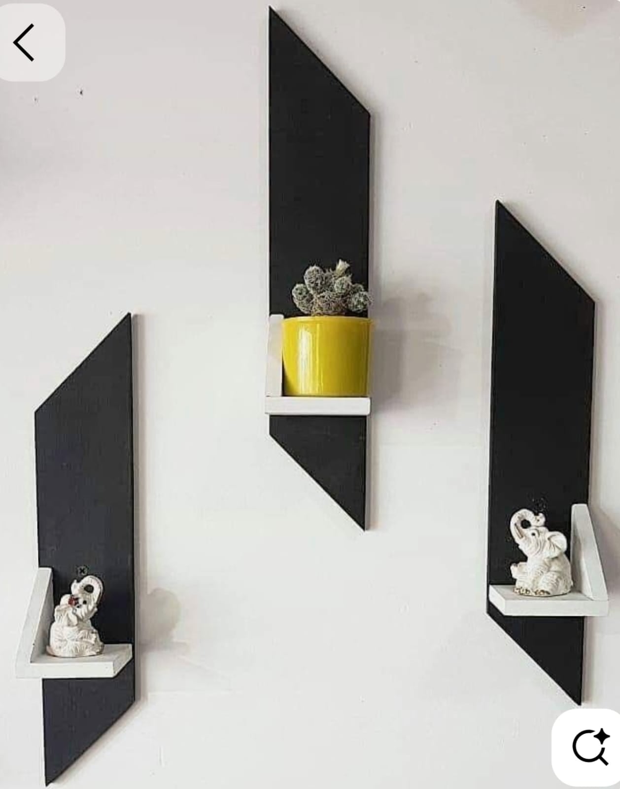 Set of 3 Modern Geometric Floating Shelves – Artistic Wall Mounted Display Racks for Living Room & Office